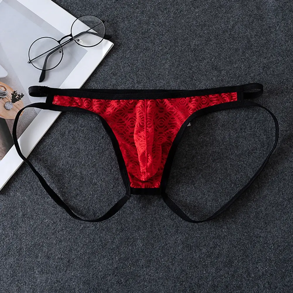 Men G-Strings See Through Men's Underpants Pouch Underwear Hollow Lace Thongs Low Rise Unisex Panties Hollow Out Men's Clothing — image 5