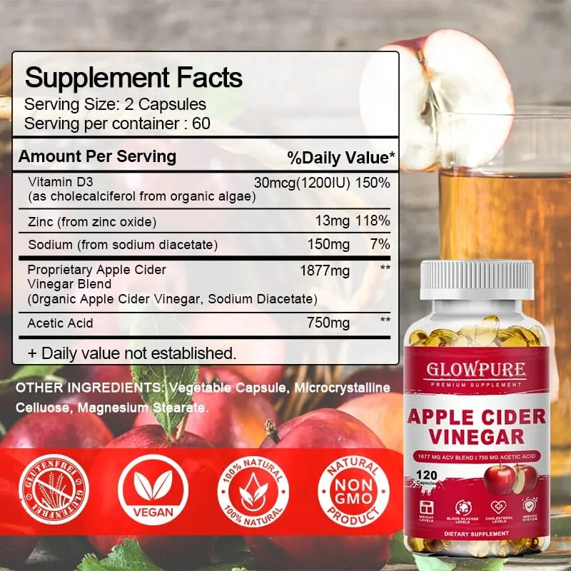 Apple Cider Vinegar Capsules Detox For Bloating and Constipation Slimming Fat Burning Digestive System Health — image 3