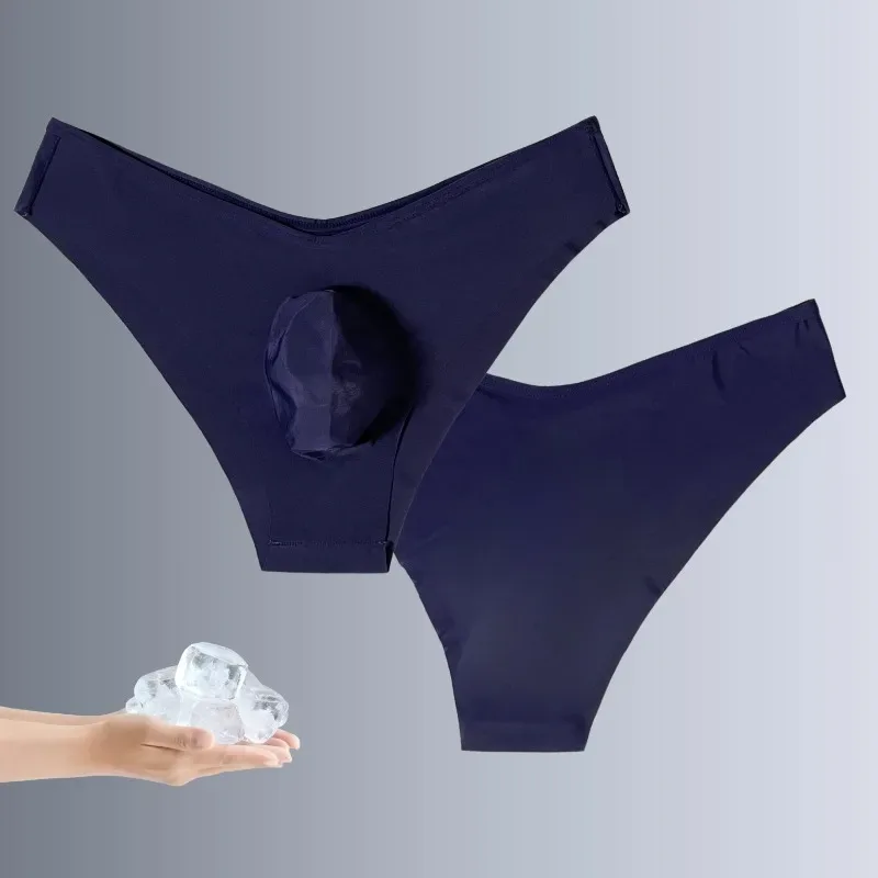 1pc Men's Sexy V Waist Briefs - Ice Cold Fabric Breathable Sweat-Wicking Soft Ice Silk Skin-Friendly Casual Daily Men Underwear