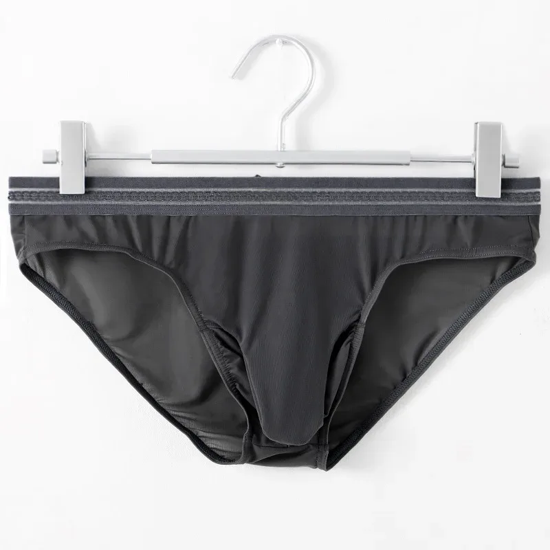 New Men's Ice Silk Briefs Ultra-thin Quick Dry High Elastic Lace Waistband Panties Sexy Seamless Breathable Bikini Underwear — image 31