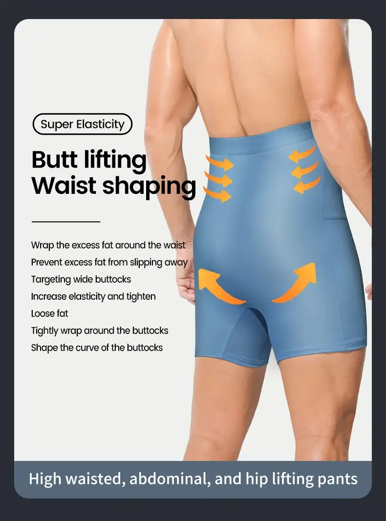 Men's sports underwear: high-waisted, belt-curving, plus-size, lengthened, anti-leg chafing, waist-protecting, flat-cut shorts — image 4