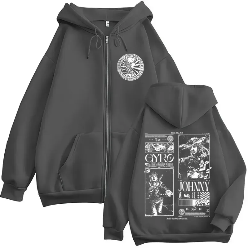 Anime Jojo Bizarre Adventure STEEL BALL RUN Zipper sweat à capuche pour homme femmes Zip Up sweats à capuche Vintage vestes manteaux Streetwear — image 5