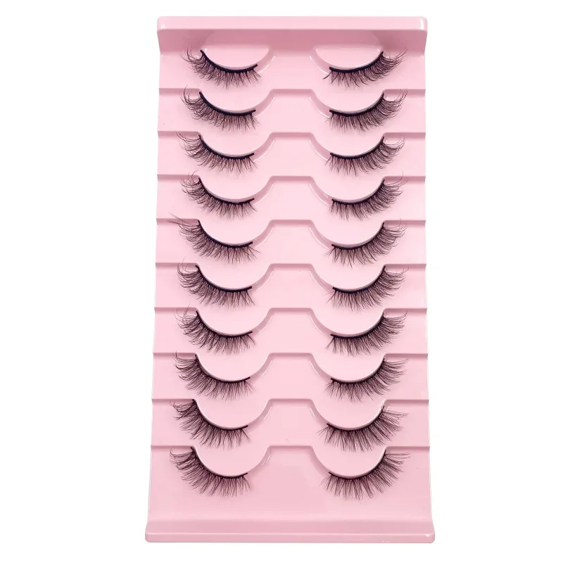 Τρισδιάστατες βλεφαρίδες Cat Eye Half Lashes 10 Pairs Half Lashes Natural Clear Stem False eyelash Extension Makeup Faux Cils maquiag — image 5