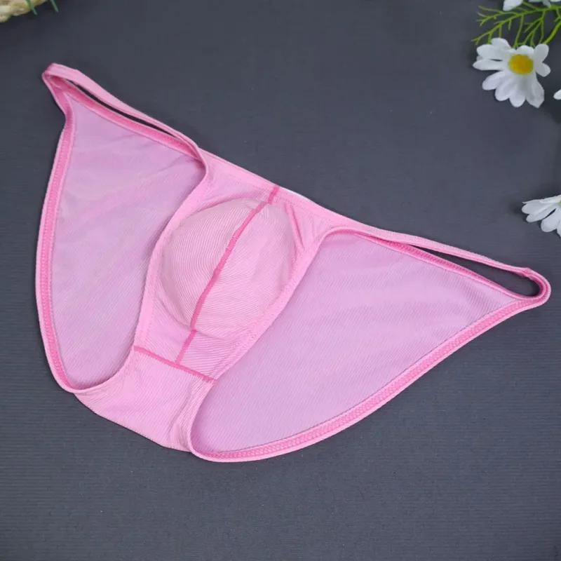 Men Fashion Ribbing Sexy High Fork Underwear Briefs U Convex Pouch Low Rise Man Comfortable Underpants Quick-drying