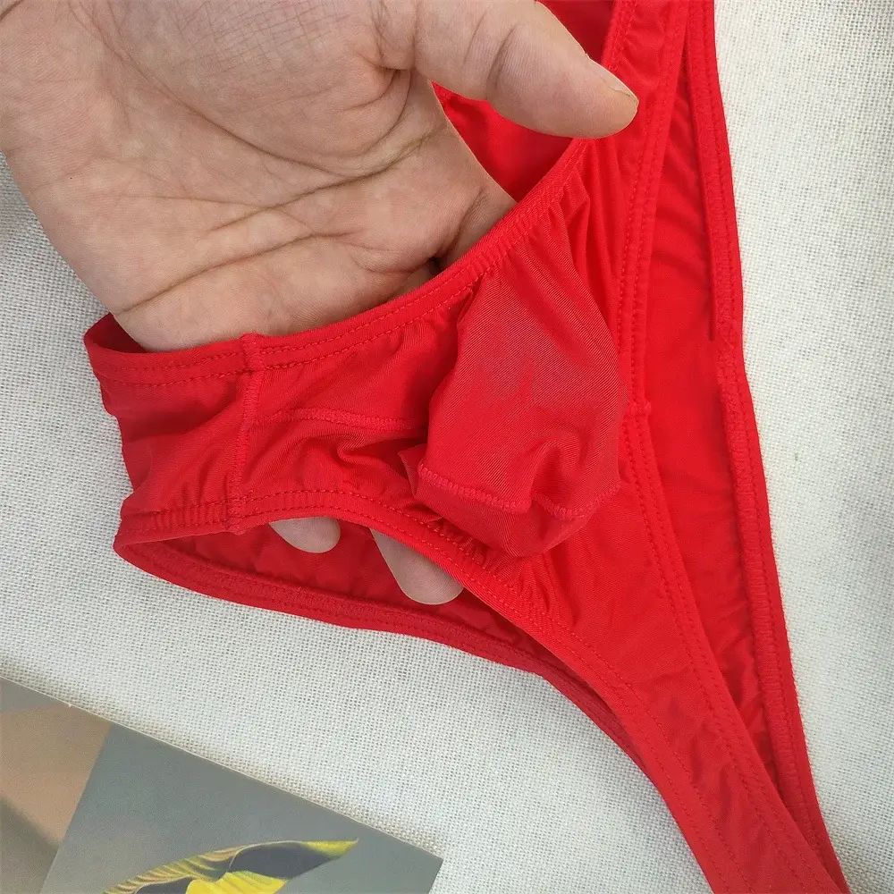 Men's Ultra-low Waist Bugle Pouch Bikini Briefs Sexy Tight Transparent Underwear Male Ice Silk Ultra-thin Underpants Plus Size — image 12