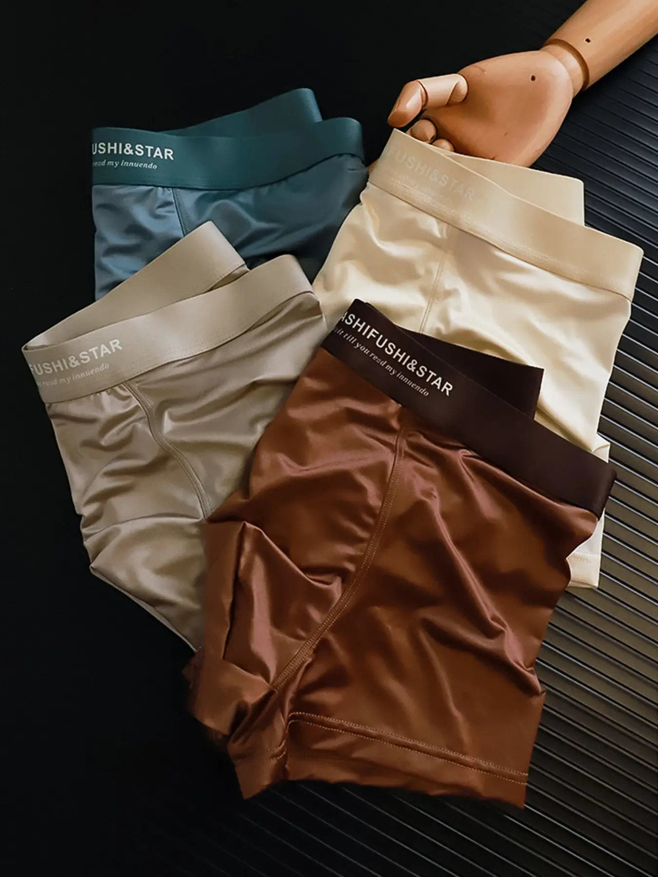4 Pcs/Lot Breathable Men's Fiber Boxing Briefs, Comfortable Breathable Underwear, Medium Stretch Knit Fabric, Solid Color — image 7