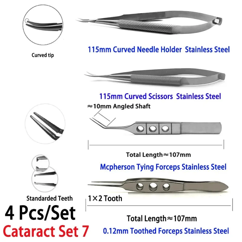 Conjunto de pinças para catarata de uso não médico, porta-agulhas 4 unidades/conjunto ferramentas de reparo doméstico Hi Eye