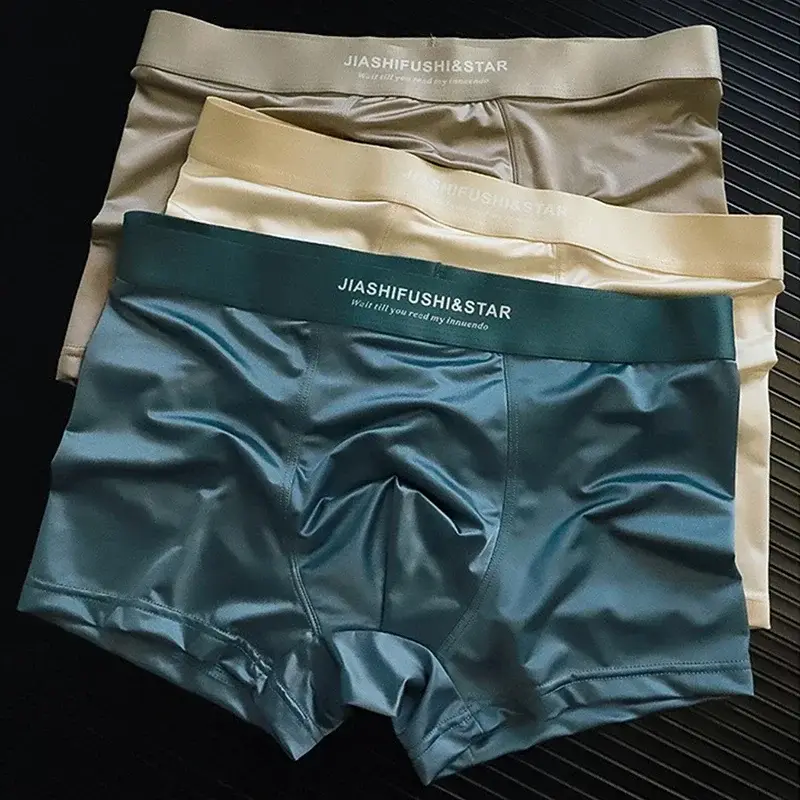 4 Pcs/Lot Breathable Men's Fiber Boxing Briefs, Comfortable Breathable Underwear, Medium Stretch Knit Fabric, Solid Color — image 5
