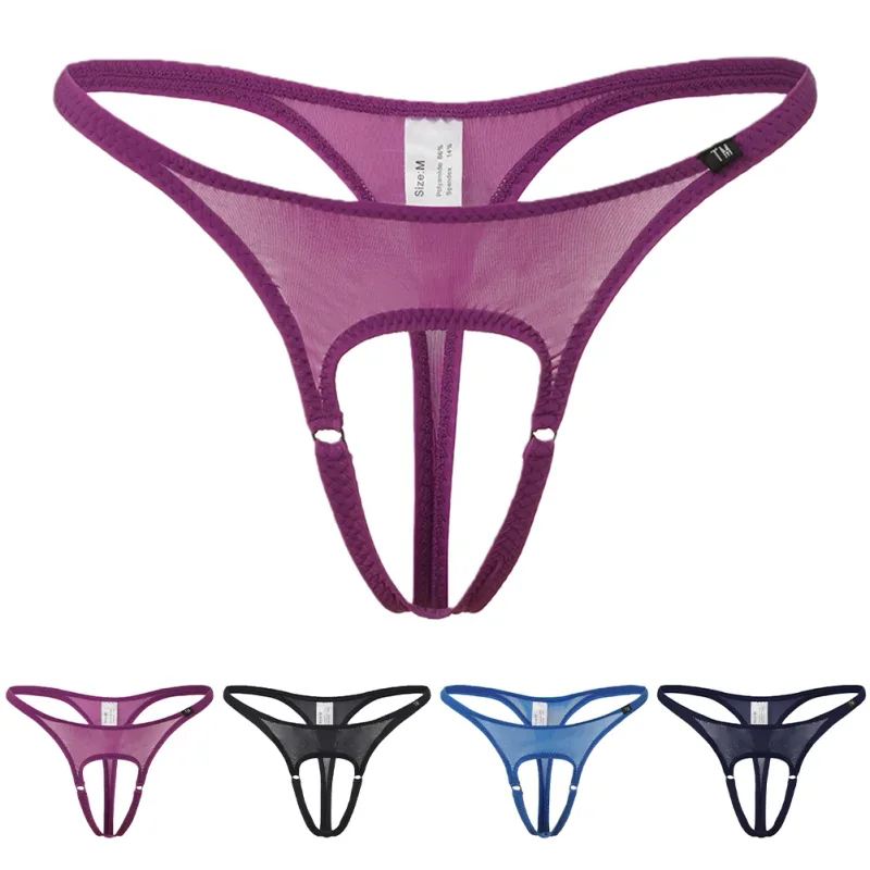 Sexy Men Underwear Thongs with Front Open Pouch Low Rise Fit High Elastic Stretch for Club Party 95%Polyester+5%Spandex — image 8