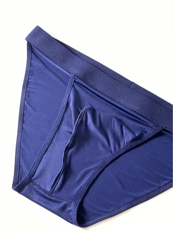 1 Piece Men's Sexy Ultra-Thin Ice Cool High Cut Briefs, Breathable Soft Stretchy Elastic Waistband Casual Daily Underwear