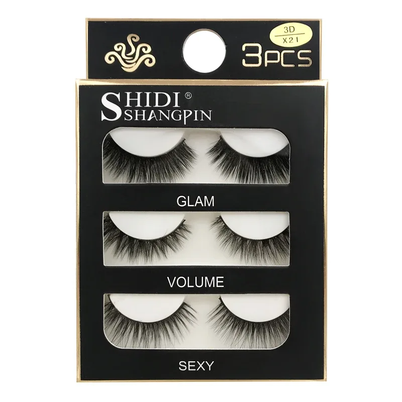Faux Cils 3 זוגות ריסים מלאכותיים טבעיים ארוכים 3D מינק ריסי מינק רכים רכים מלוכלכים בעבודת יד ריסים מזויפים כלי איפור עיניים Maquiagem — image 28