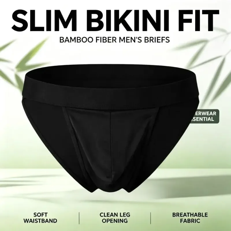 Soft Bamboo Fiber Men High‑Cut Bikini Briefs Integrated Pouch Moisture Wicking Athletic Underwear for Gym Training 1 3Pcs Set — image 3