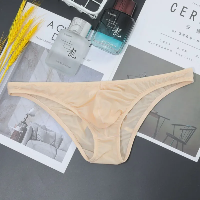 Mens Sexy Low-Waist Briefs Shorts See Through Pouch Underwear Ice Silk Underpant Bikinis Ultra Thin Panties Solid Comf Lingerie — image 11