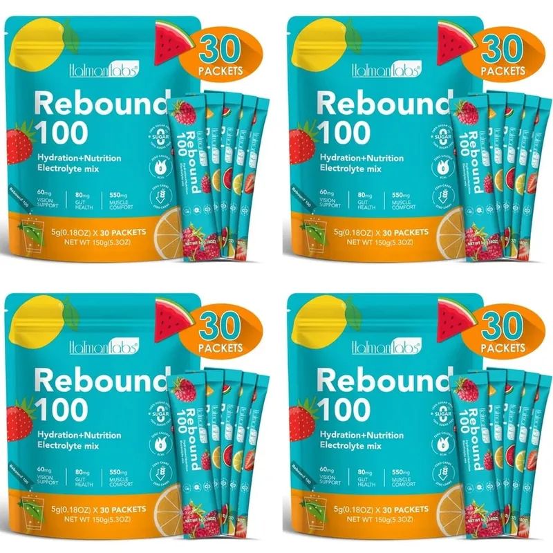 Hatmanlabs Rebound 100 Electrolyte Mix Powder Sugar Free with Potassium Magnesium Zinc Supports Muscle Comfort 30 Packets — image 10