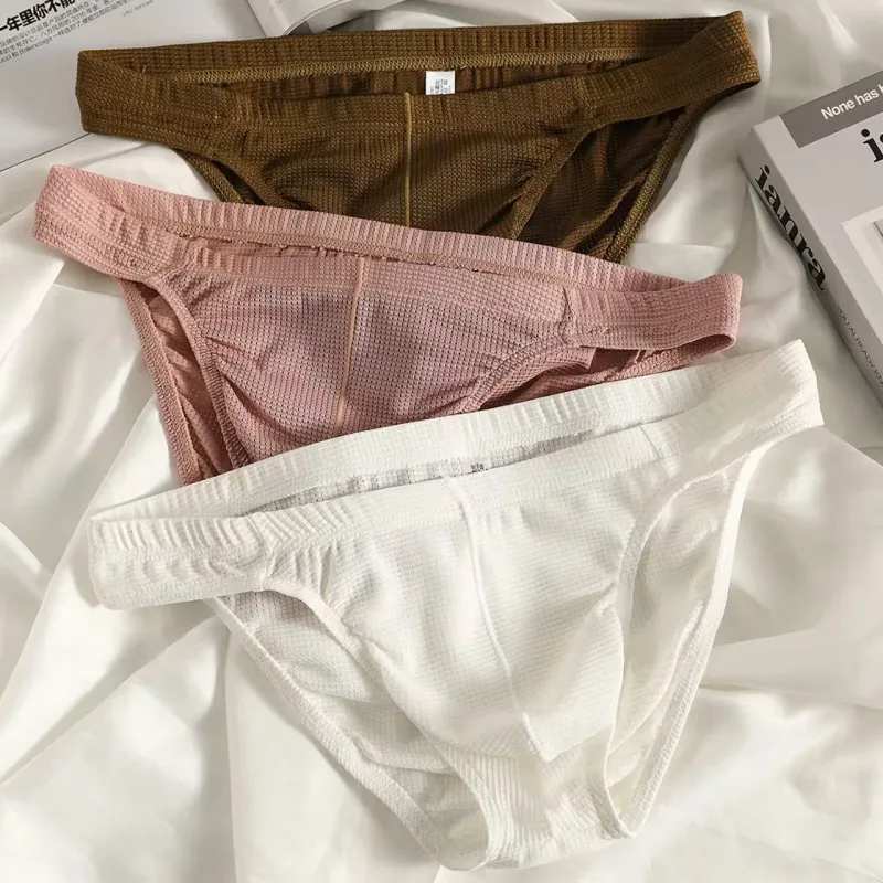 Men's Summer Ultra-thin Boxers Briefs Ice Silk Seamless Underwear Sexy Lingerie Underpants Shorts Breathable Panties — image 2