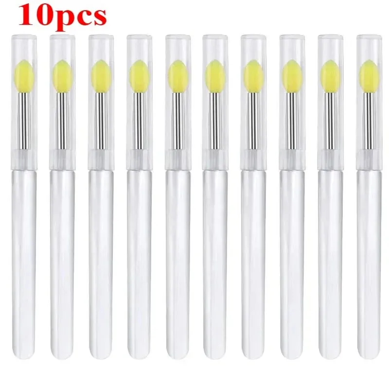 3/5/10 pçs escova de batom de silicone macio aplicador de batom portátil alça clara limpa microbrush lipgloss ferramenta de beleza