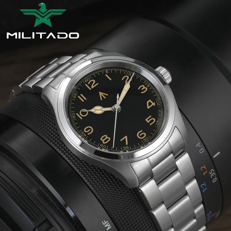 Militado ML08 Quartz Watch VH31 Movement Steel Strip Sapphire Crystal Vintage Watch 10Bar Waterproof BGW9 Luminous Mens Watch — image 1