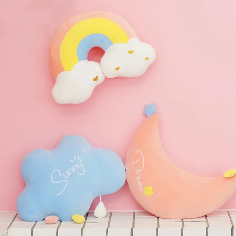Rainbow Wish Star Moon βελούδινο μαξιλάρι Πολύχρωμο Crown Cloud Μαλακό παιχνίδι Μαξιλάρι Μαξιλάρι Καναπές Διακόσμηση σπιτιού Μαξιλάρια ριχτάρι — image 5