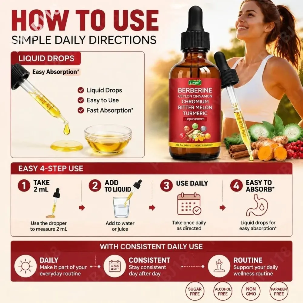 Berberine Liquid Drops Chromium & Ceylon Cannamon Supports Vitality Metabolic Wellness Health Digestive Health Χωρίς Ζάχαρη Μη ΓΤΟ 60ml — image 5
