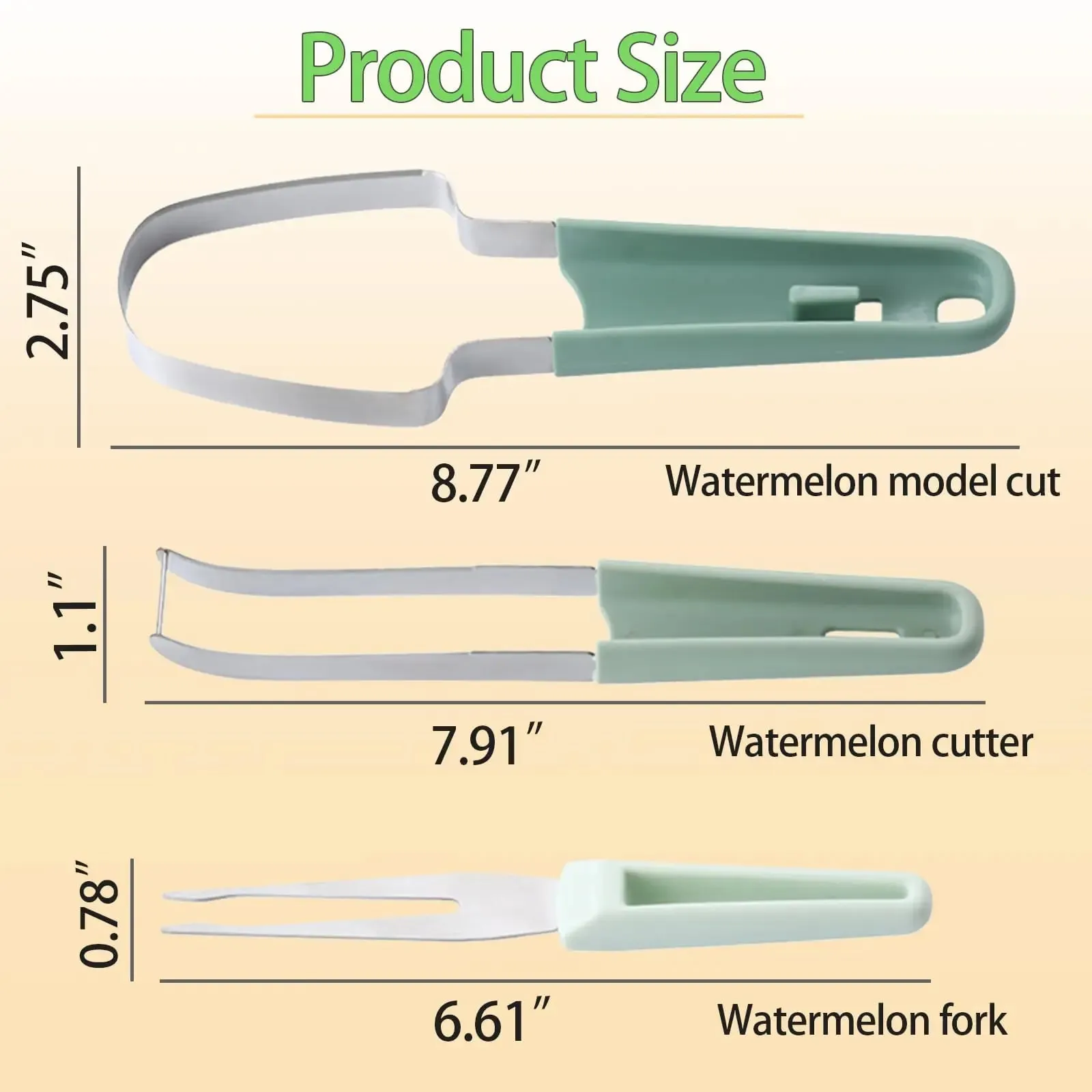 3-in-1 Watermelon Fork Slicer Cutter 2024 Stainless Steel Fruit Watermelon Cutting Tool Fork Slicer Knife Set for Home Kitchen