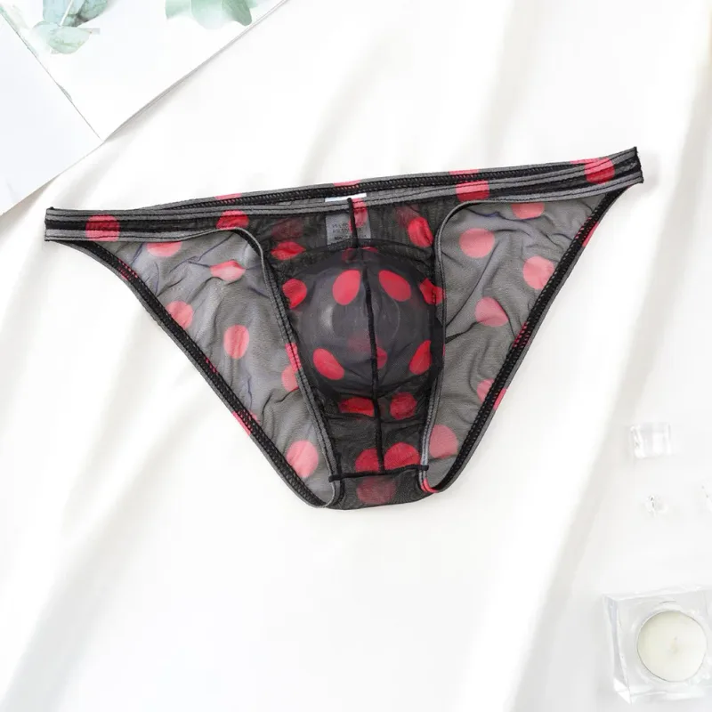 1pc Men Sexy Mesh Sheer Underwear Printed Brief Breathable Low Rise U Shape Pouch Panties Comfortable Lingerie — image 13