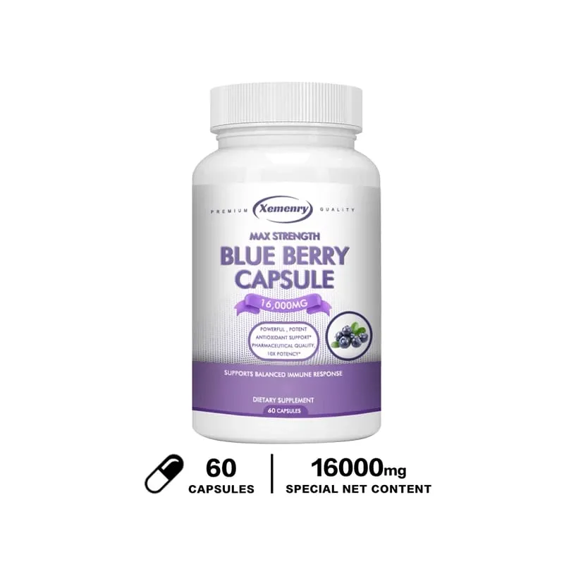 Blueberry Extract Supplement 16000mg 120 Capsules - Non-GMO