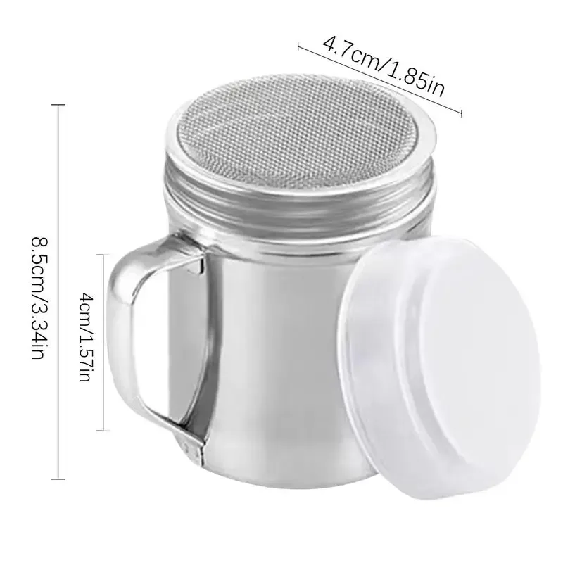Stainless Steel Shaker Powdered Sugar Shaker Duster With Handle Metal Shakers Fine Mesh Pepper Shakers Salt And Pepper Shakers
