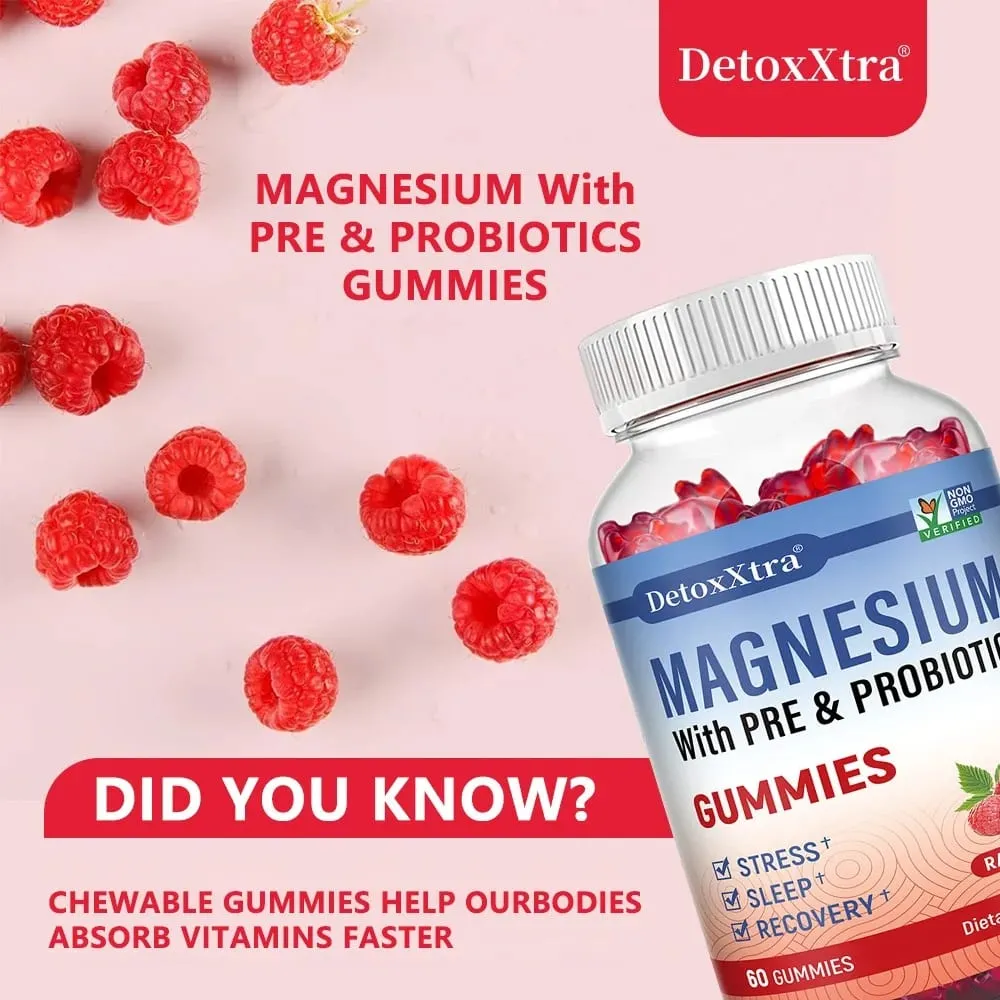 Συμπλήρωμα κιτρικού μαγνησίου Gummies με πρεβιοτικά και προβιοτικά για ύπνο και αποκατάσταση του στρες - Vegan χωρίς γλουτένη, μη ΓΤΟ — image 5