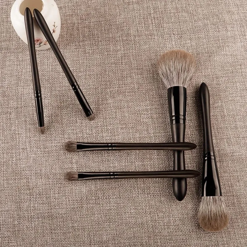 6 τμχ/σετ Βούρτσες μακιγιάζ τρίχας Fox Set Powder Blusher Crease Eyeshadow Detail Liner Shadow βούρτσες μακιγιάζ Travle siz Ebony Handle