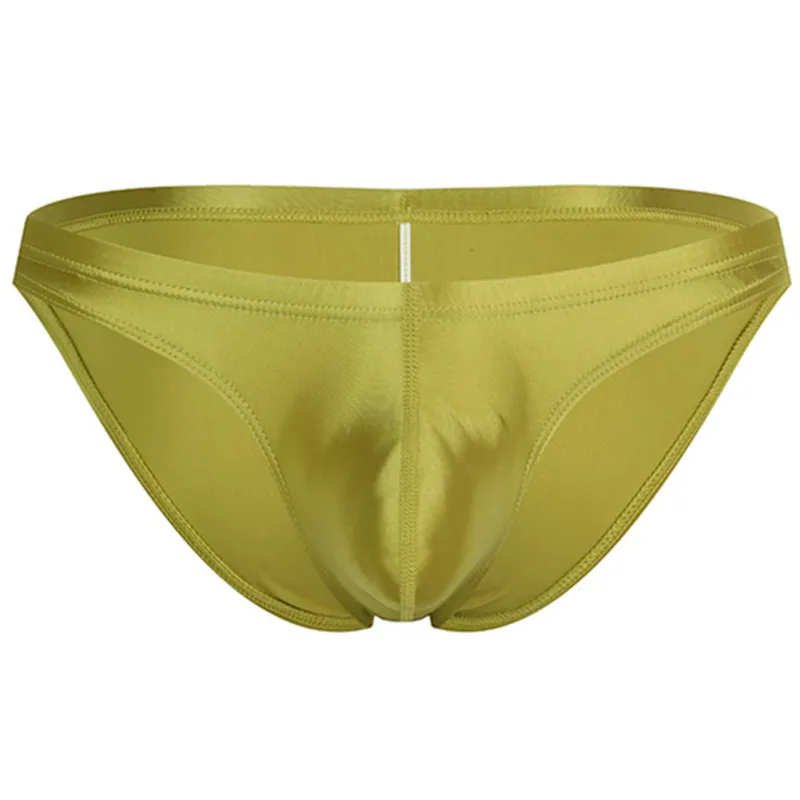 Mens Oil Shiny Glossy Silk Briefs Underwear Pouch Underpants Breathable Panties Low Rise Male Underpant Bikini