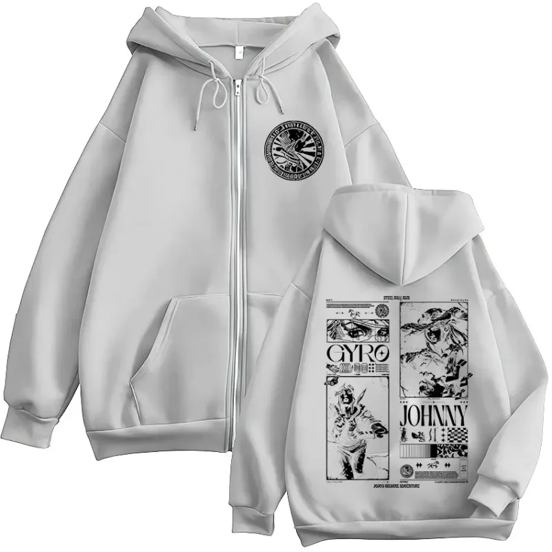 Anime Jojo Bizarre Adventure STEEL BALL RUN Zipper sweat à capuche pour homme femmes Zip Up sweats à capuche Vintage vestes manteaux Streetwear — image 7