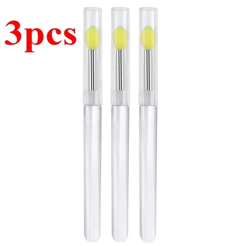 3/5/10 pçs escova de batom de silicone macio aplicador de batom portátil alça clara limpa microbrush lipgloss ferramenta de beleza