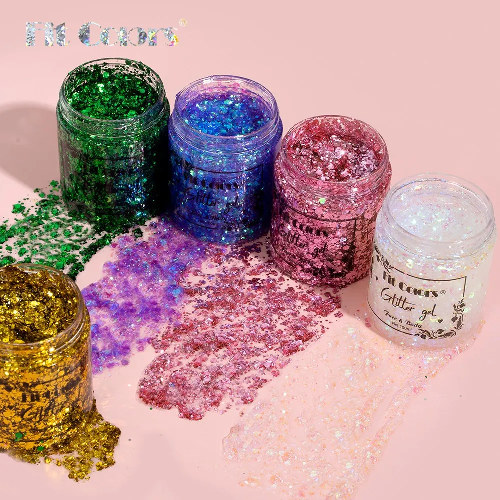 100ml glitter gel sombra de olho líquido rosto corpo grande lantejoulas gel multifuncional colorido solto lantejoulas creme decoração de festa