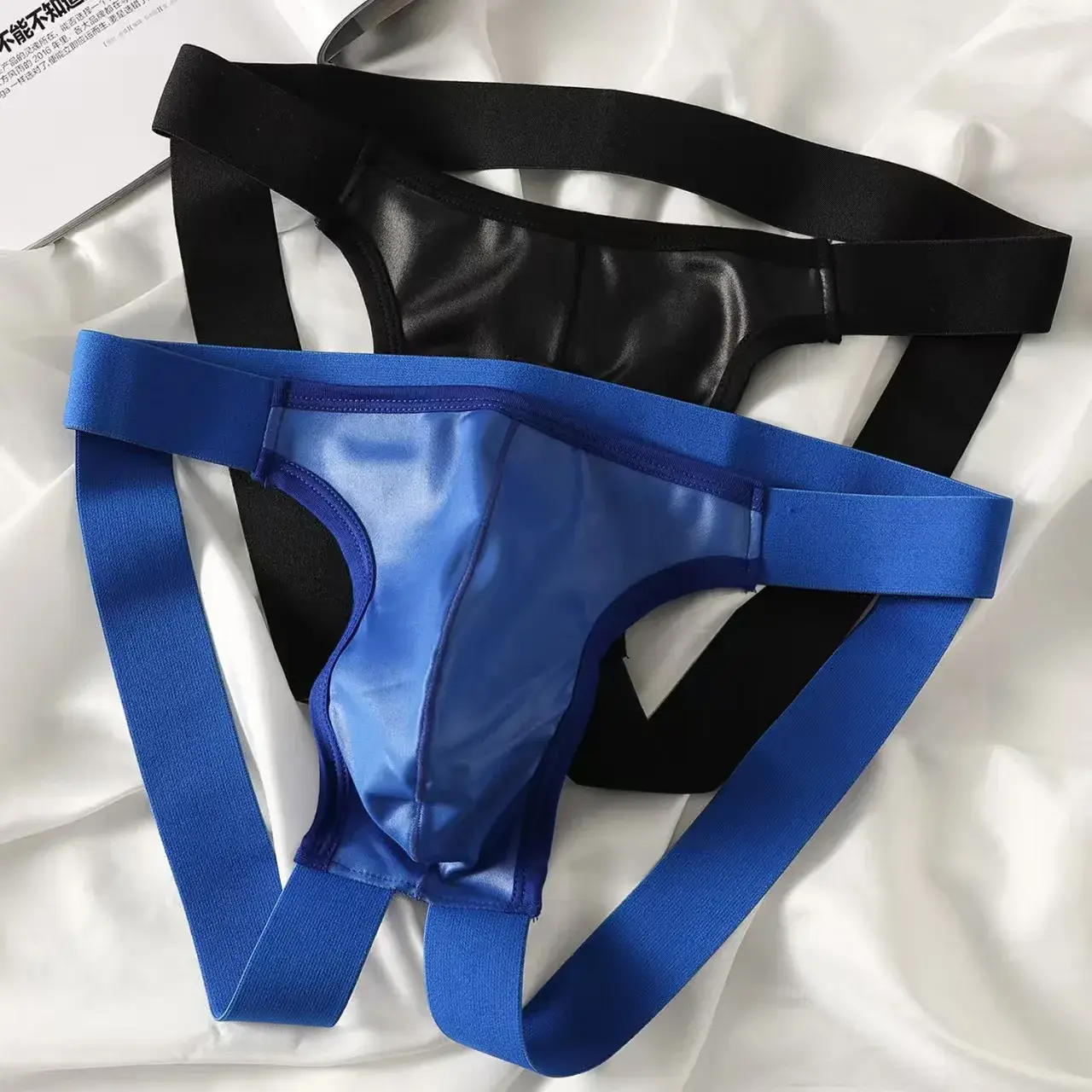Men Sexy G-string Soft Ribbed T-back Thongs Breathable Underwear Bulge Pouch Underpants Male Bikini Trunks Wide Belt Panties — image 2