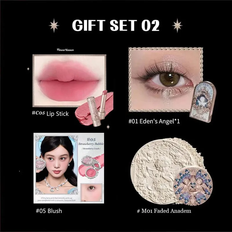 Συλλογή Flower Know Little Angel Κουτί δώρου Μακιγιάζ Eyeshadow Blush Cream Matte Lipstick Highlighter Full Kit All In One — image 12