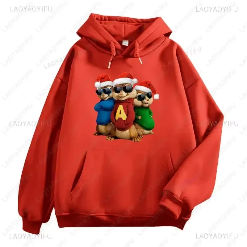 Alvin et les Chipmunks Anime sweats à capuche écologique A lettres impression sweat décontracté Streetwear unisexe pulls promo — image 4