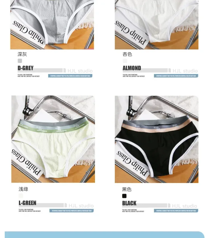 Summer New Men's Solid Color Cotton Briefs, Minimalist Breathable Thin Underwear, Trendy Trunks Male Bikini Underpants 3256812635450502 — image 11
