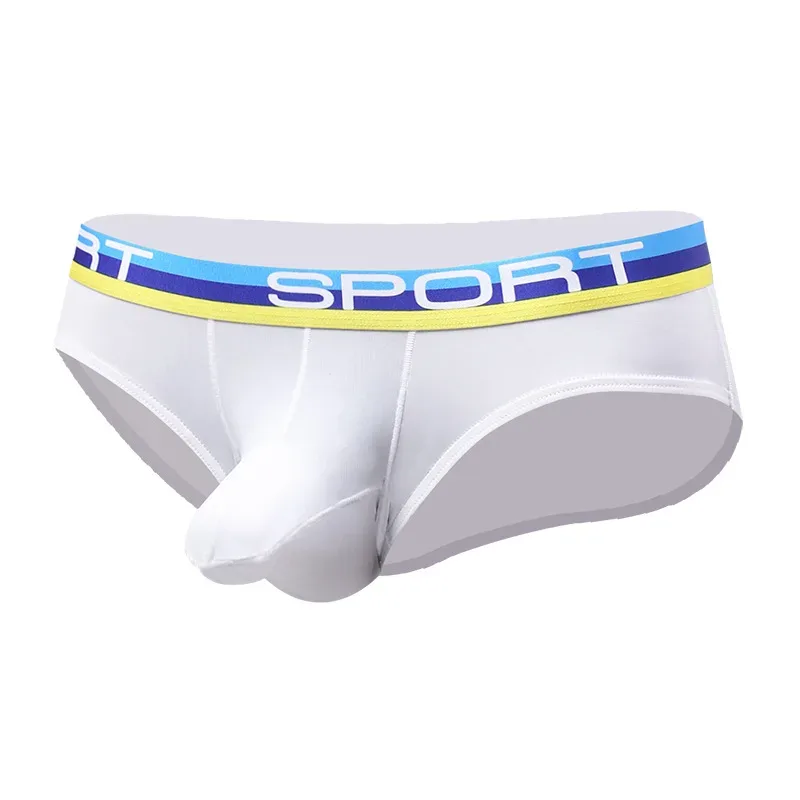 Men's Elephant Nose U Convex Briefs Breathable Mesh Silk Summer Underwear with Pouch