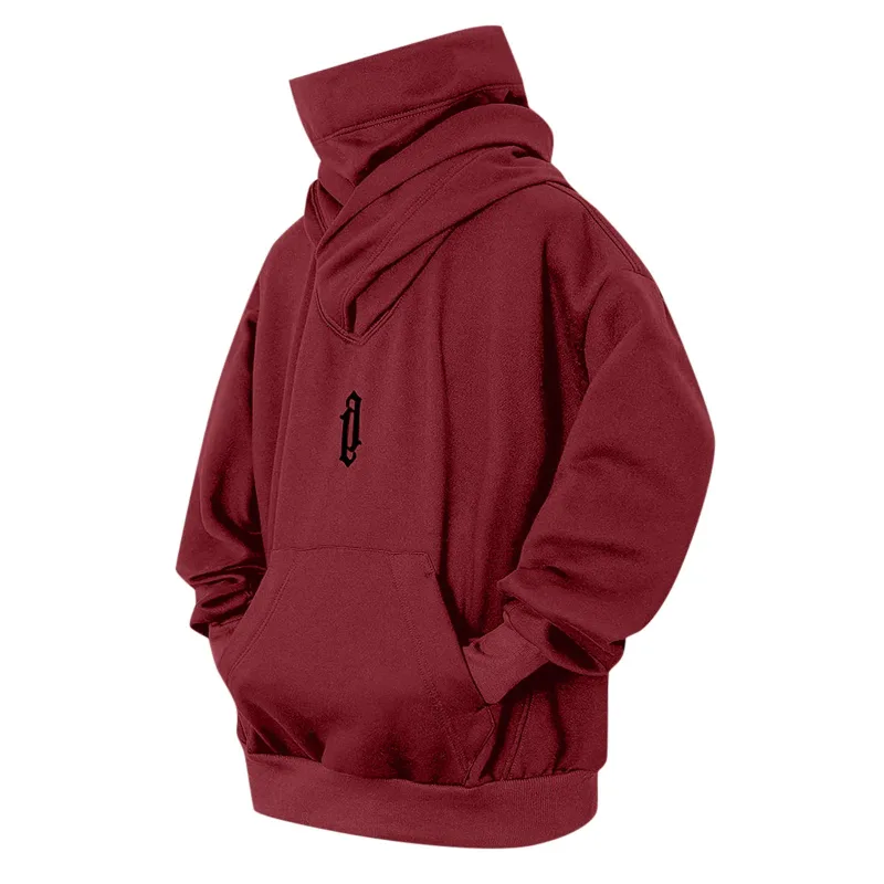 Moletom de gola alta bordado oversized y2k masculino feminino com capuz japonês ninja hoodies outono hip hop velo bolso streetwear