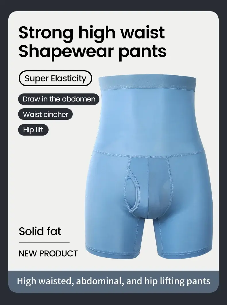 Men's sports underwear: high-waisted, belt-curving, plus-size, lengthened, anti-leg chafing, waist-protecting, flat-cut shorts — image 15