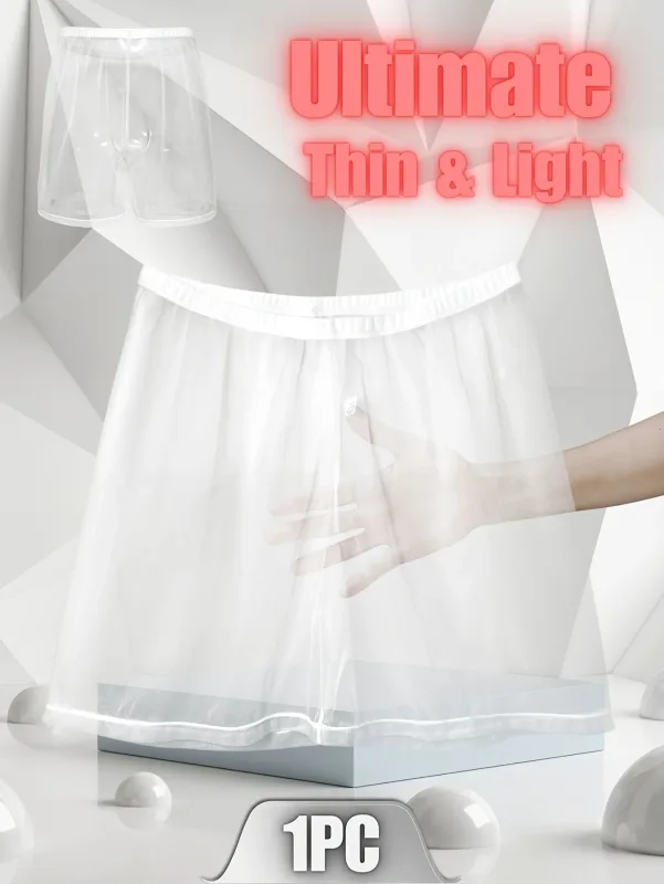 1Pc Sexy Sheer Mesh Men Underwear Fashionable Soft Transparent Home Loose Fit Boxing Pants Sleep Shorts Sleepwear Pajama Pants — image 3