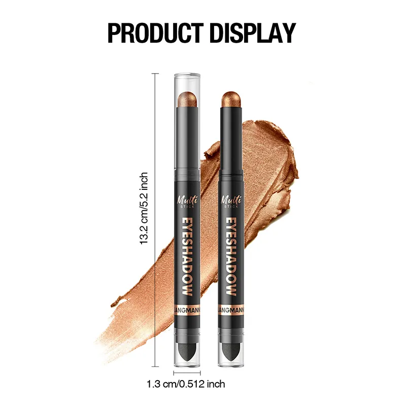 16 Χρώματα Double Head Eyeshadow Stick Pearlescent Shimmer Brown Υψηλή αδιάβροχη κρέμα ματιών μολύβι ματιών μακράς διαρκείας μακιγιάζ