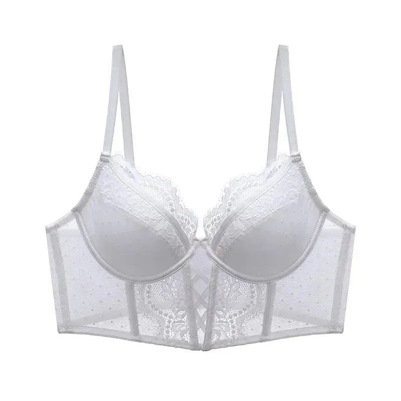 Σετ εσώρουχα γαλλικού τύπου Push Up με δαντέλα Mulher Thin Underwire Σουτιέν Διαφανές Chemise Soft Petite Μικρό μπούστο S-XL Petite Elegance — image 8