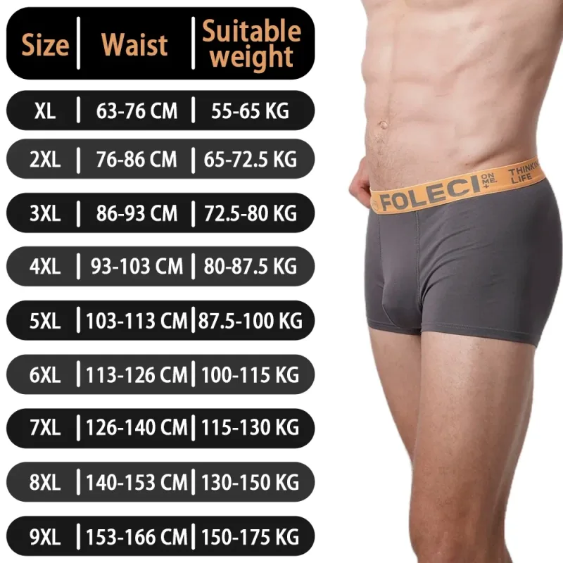 Boxer sous-vêtements en coton pour hommes, sous-vêtements extensibles et respirants, doux, pour jeunes garçons, culottes surdimensionnées, 2025, XL-9XL — image 3