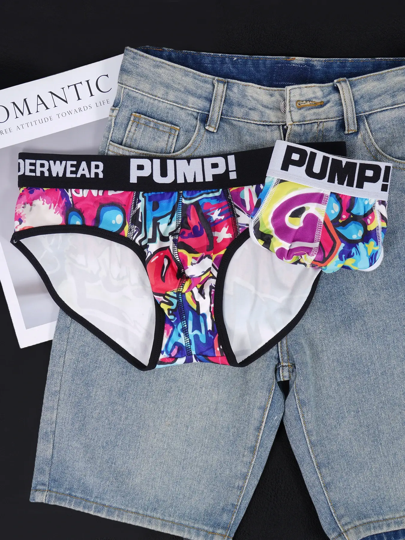 Men’s Graffiti Print Triangle Underwear Elastic Waistband Ice Silk Breathable Underwear — image 3