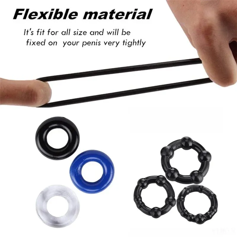 3 Pcs/Set Cock Ring Delay Ejaculation Adult Toys For Men Dick Enlargement Silicone Penis Ring Male Sex Toys Stronger Erection — image 2