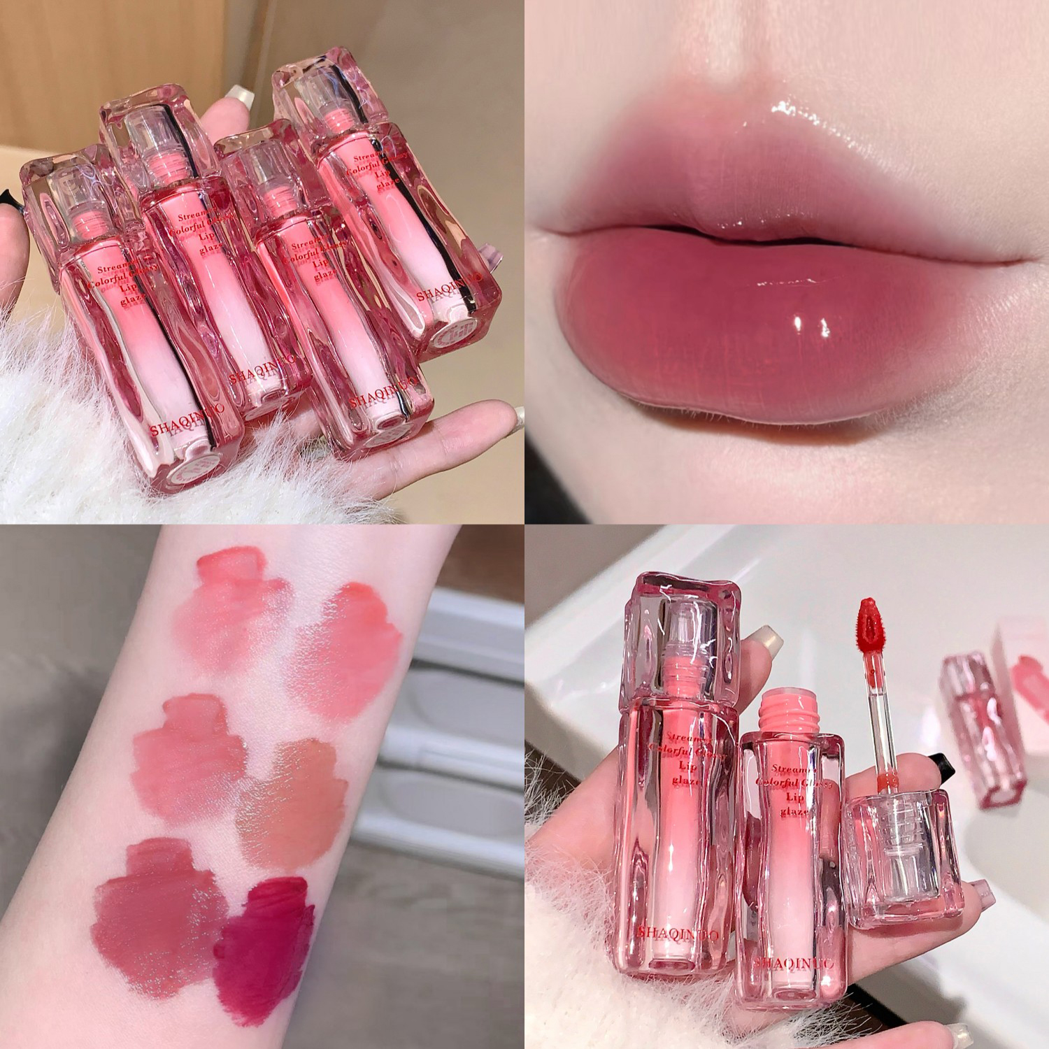 Brilho labial espelhado, hidratante, copo antiaderente, gelatina, batom líquido transparente, matiz de longa duração, óleo, maquiagem labial — image 3