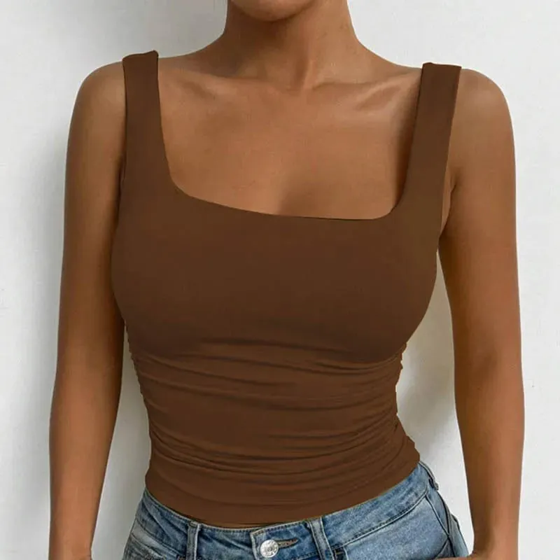 Γυναικείο αμάνικο Cami Top με τετράγωνο λαιμό Casual Basic Crop Top — image 10