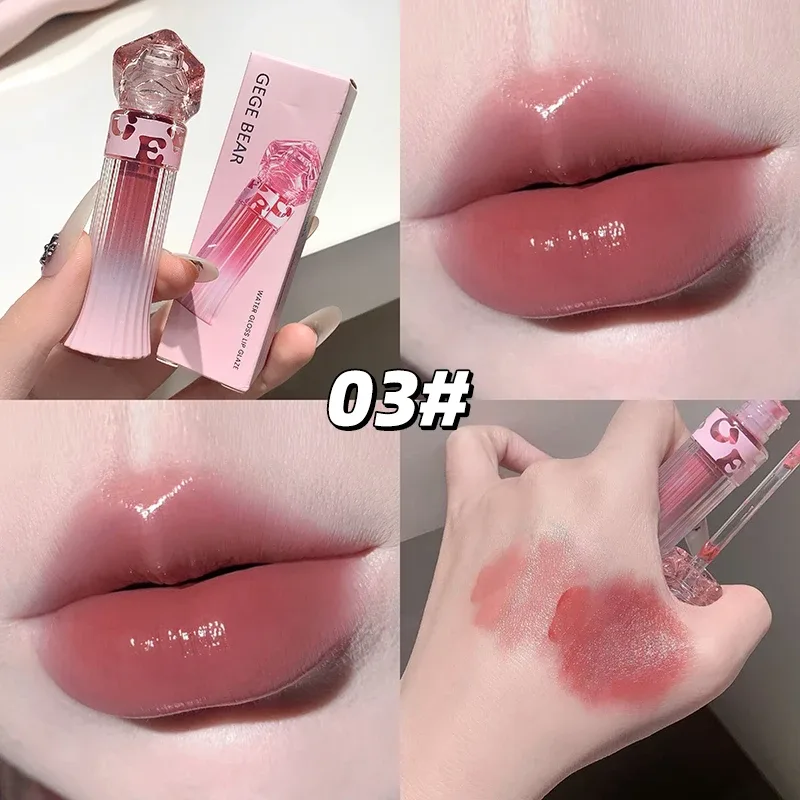 Gege Bear Water Light Lip Llaze Σετ Mirror Lipstick Lip Gloss Ενυδατικό Ενυδατικό μακράς διαρκείας Δώρο για τον εραστή