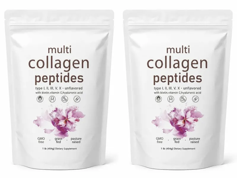 Multi Collagen Peptides Powder 454g Unflavored Collagen Blend with Vitamin C Biotin Hyaluronic Acid Skin Hair Nails Support — image 8